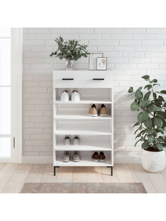 Botník bílý s vysokým leskem 60 x 35 x 105 cm kompozitní dřevo