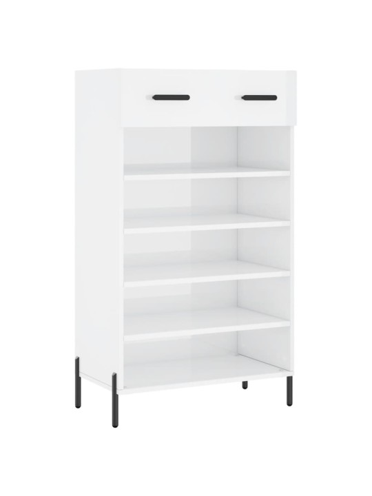 Botník bílý s vysokým leskem 60 x 35 x 105 cm kompozitní dřevo