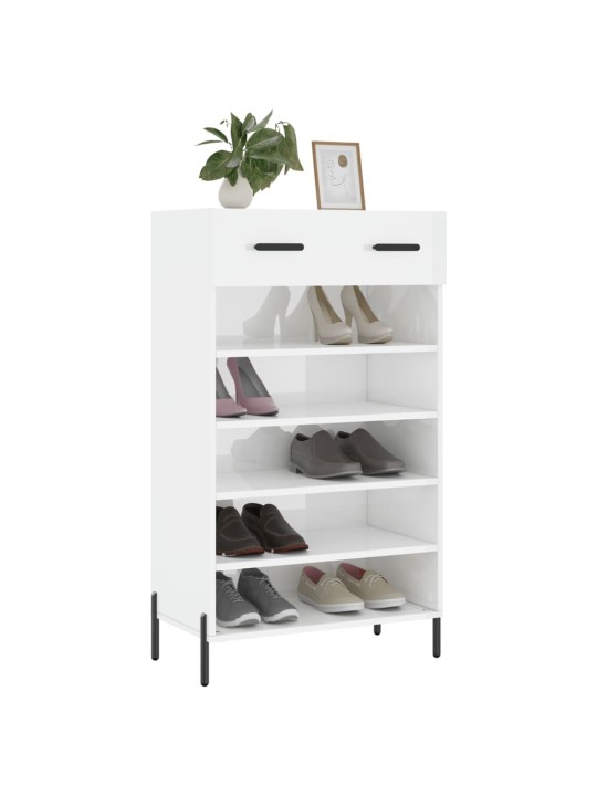 Botník bílý s vysokým leskem 60 x 35 x 105 cm kompozitní dřevo