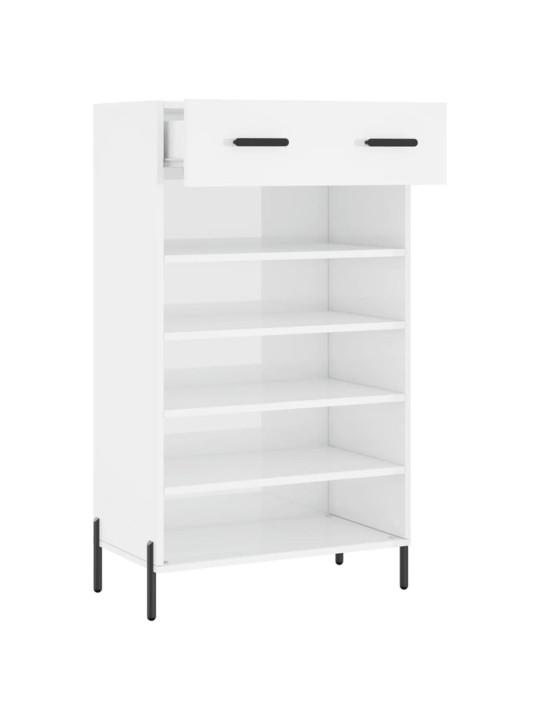 Botník bílý s vysokým leskem 60 x 35 x 105 cm kompozitní dřevo
