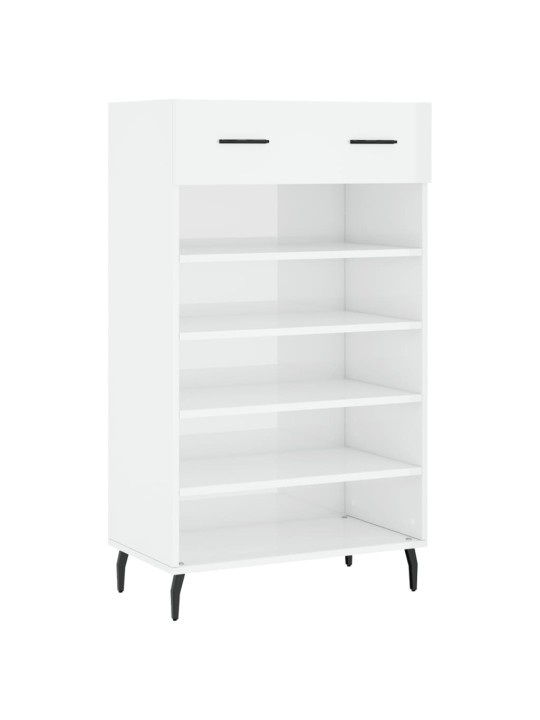 Botník bílý s vysokým leskem 60 x 35 x 105 cm kompozitní dřevo