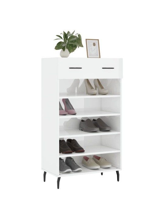 Botník bílý s vysokým leskem 60 x 35 x 105 cm kompozitní dřevo