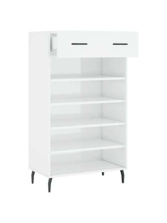 Botník bílý s vysokým leskem 60 x 35 x 105 cm kompozitní dřevo