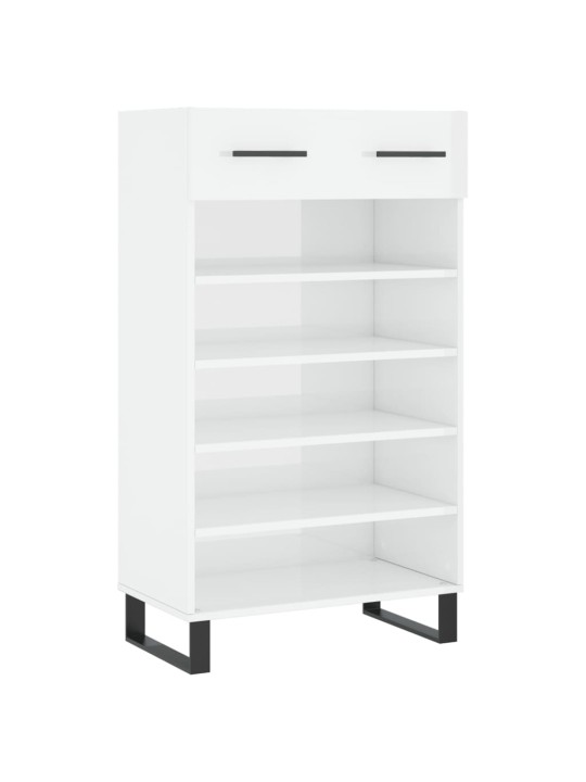 Botník bílý s vysokým leskem 60 x 35 x 105 cm kompozitní dřevo