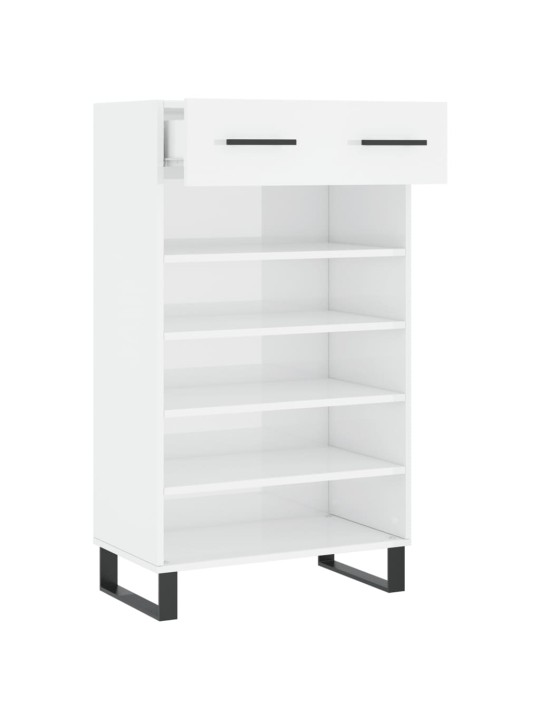 Botník bílý s vysokým leskem 60 x 35 x 105 cm kompozitní dřevo