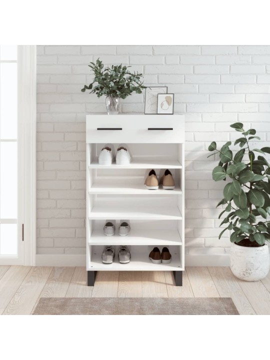 Botník bílý s vysokým leskem 60 x 35 x 105 cm kompozitní dřevo