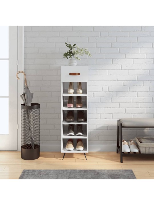 Botník bílý s vysokým leskem 30 x 35 x 105 cm kompozitní dřevo