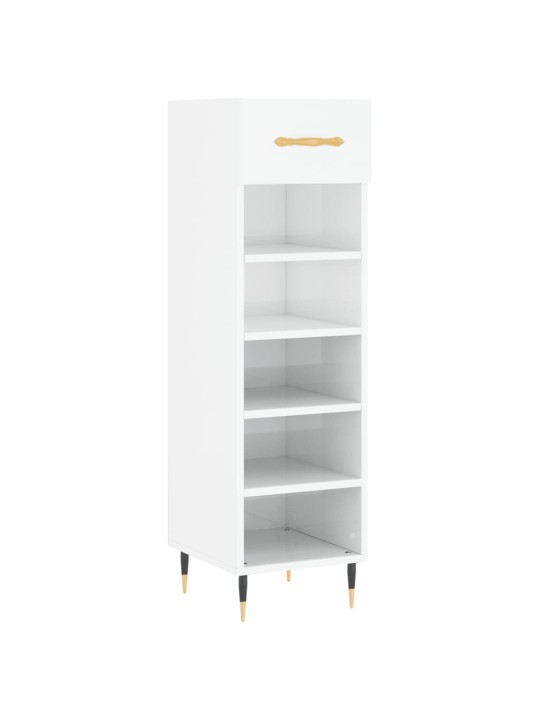 Botník bílý s vysokým leskem 30 x 35 x 105 cm kompozitní dřevo
