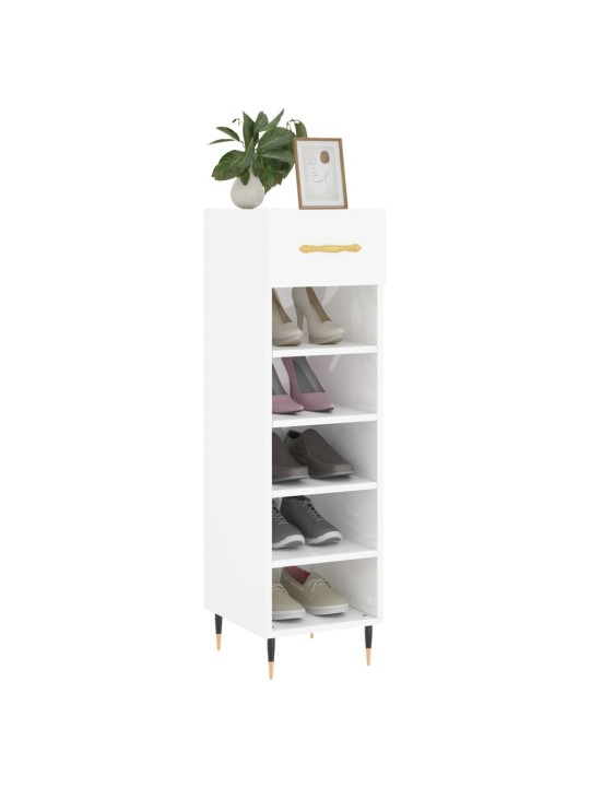 Botník bílý s vysokým leskem 30 x 35 x 105 cm kompozitní dřevo