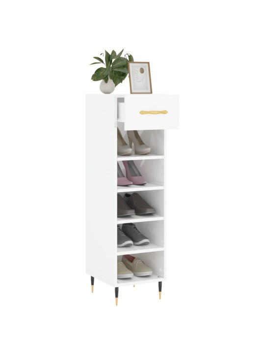 Botník bílý s vysokým leskem 30 x 35 x 105 cm kompozitní dřevo
