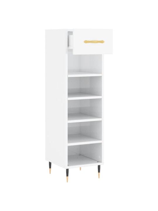 Botník bílý s vysokým leskem 30 x 35 x 105 cm kompozitní dřevo