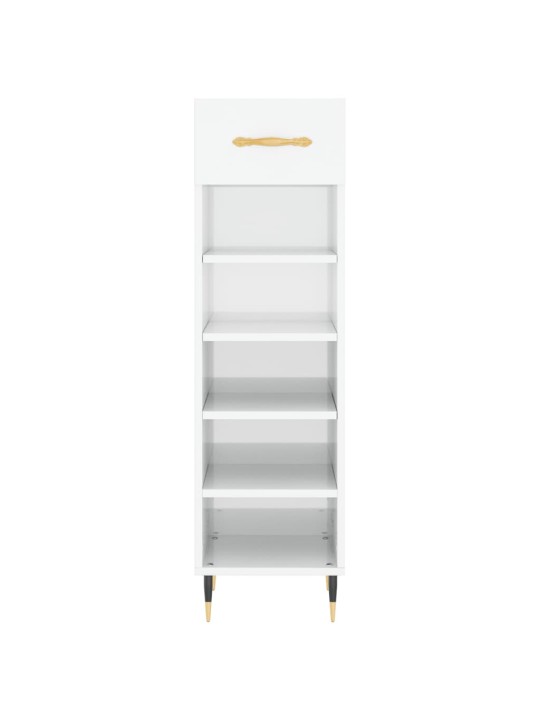 Botník bílý s vysokým leskem 30 x 35 x 105 cm kompozitní dřevo