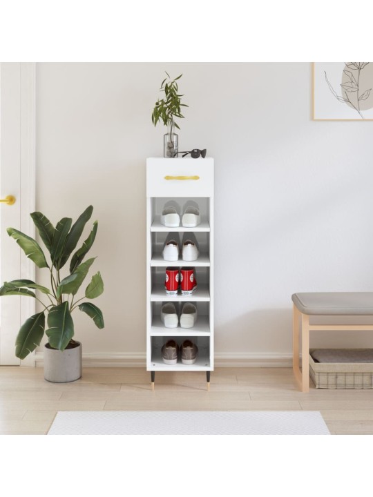 Botník bílý s vysokým leskem 30 x 35 x 105 cm kompozitní dřevo