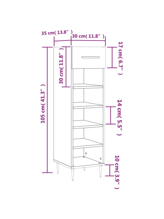 Botník bílý s vysokým leskem 30 x 35 x 105 cm kompozitní dřevo