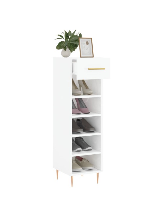 Botník bílý s vysokým leskem 30 x 35 x 105 cm kompozitní dřevo
