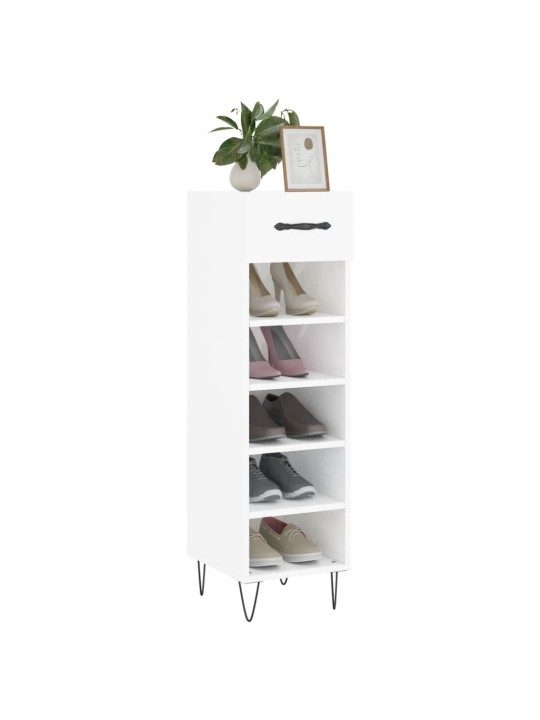 Botník bílý s vysokým leskem 30 x 35 x 105 cm kompozitní dřevo