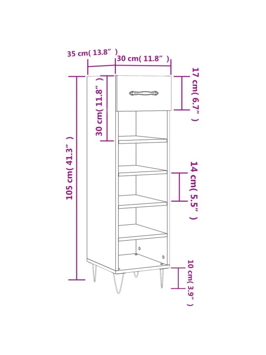 Botník bílý s vysokým leskem 30 x 35 x 105 cm kompozitní dřevo