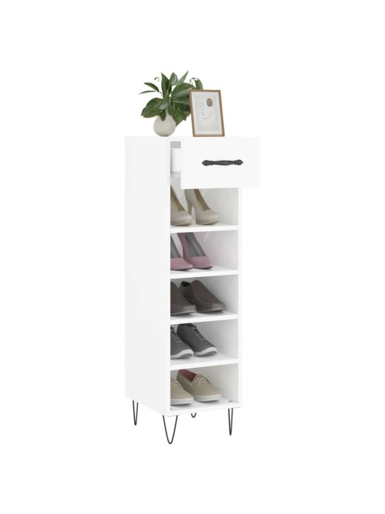 Botník bílý s vysokým leskem 30 x 35 x 105 cm kompozitní dřevo