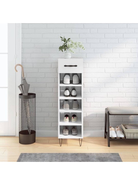 Botník bílý s vysokým leskem 30 x 35 x 105 cm kompozitní dřevo