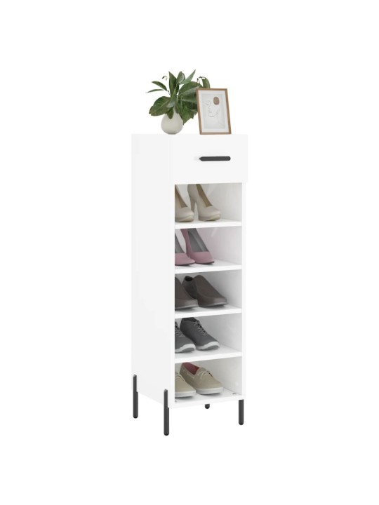 Botník bílý s vysokým leskem 30 x 35 x 105 cm kompozitní dřevo