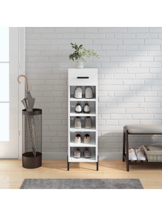 Botník bílý s vysokým leskem 30 x 35 x 105 cm kompozitní dřevo