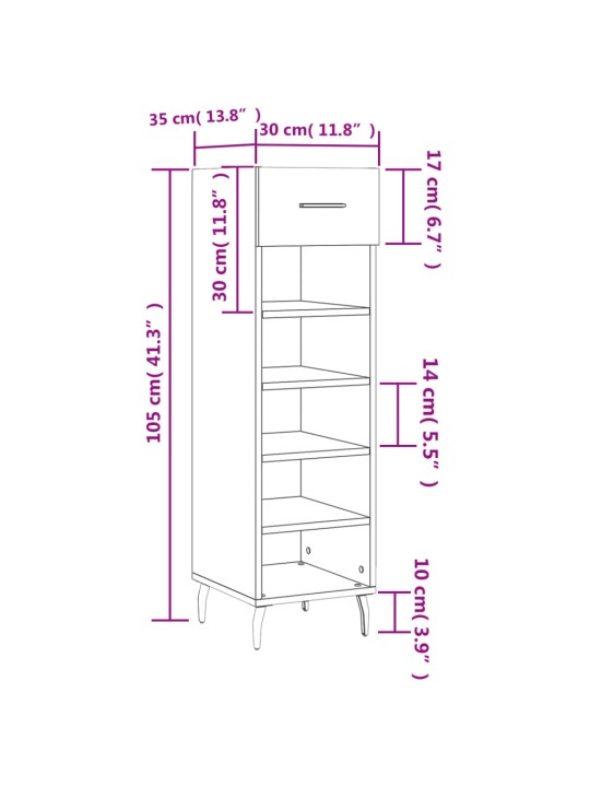 Botník bílý s vysokým leskem 30 x 35 x 105 cm kompozitní dřevo