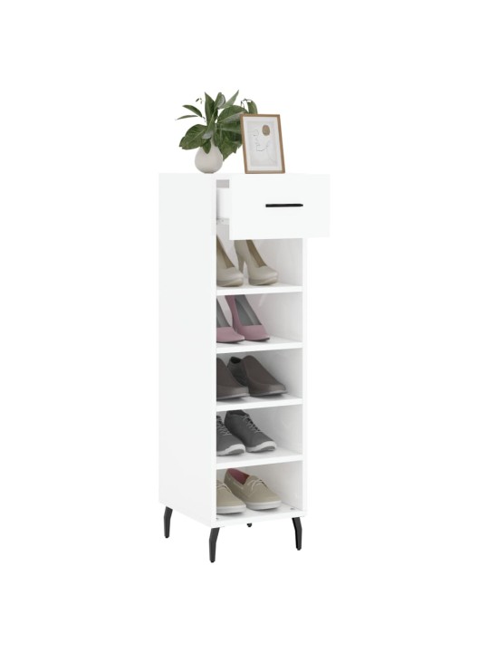 Botník bílý s vysokým leskem 30 x 35 x 105 cm kompozitní dřevo