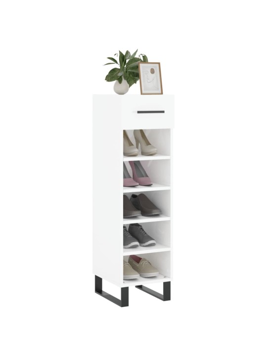 Botník bílý s vysokým leskem 30 x 35 x 105 cm kompozitní dřevo