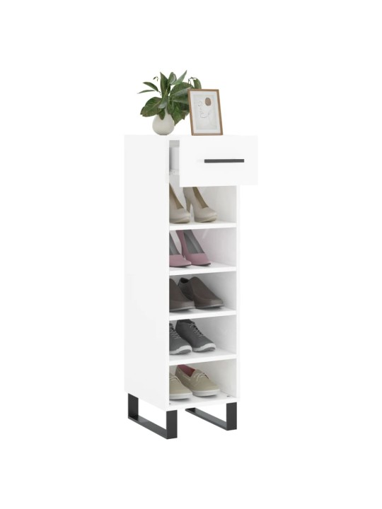 Botník bílý s vysokým leskem 30 x 35 x 105 cm kompozitní dřevo