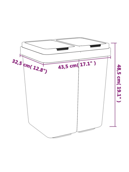 Dvojitý odpadkový koš bílý 2 x 25 l