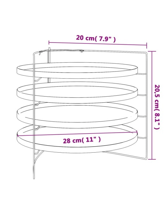 Plechy na pizzu 4 ks se stojanem ø 28 cm ocel