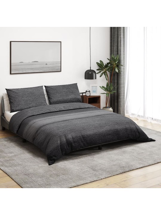 Sada ložního prádla tmavě šedá 200 x 200 cm bavlna