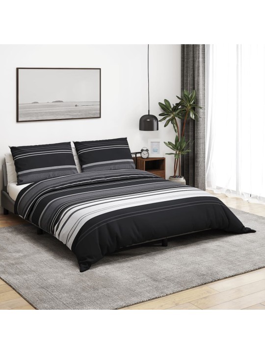 Sada ložního prádla černá a bílá 260 x 220 cm bavlna
