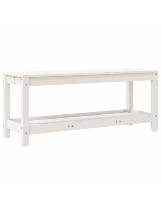 Zahradní lavice bílá 108 x 35 x 45 cm masivní borové dřevo