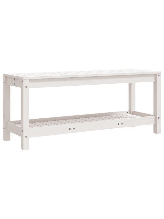 Zahradní lavice bílá 108 x 35 x 45 cm masivní borové dřevo