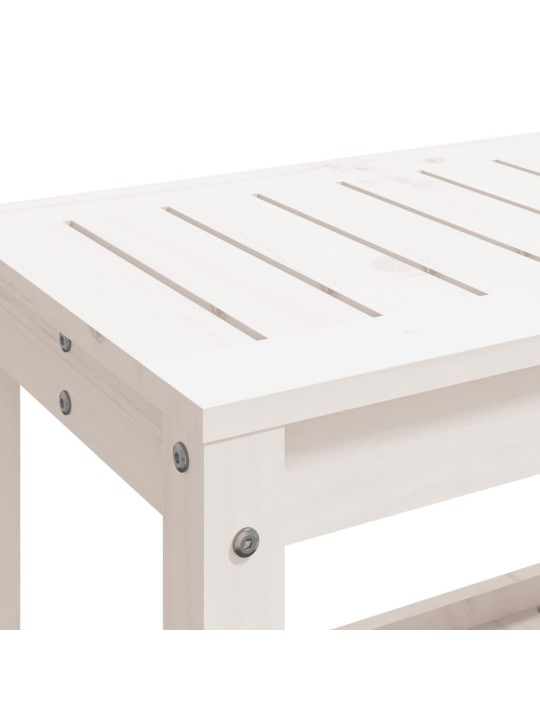 Zahradní lavice bílá 108 x 35 x 45 cm masivní borové dřevo