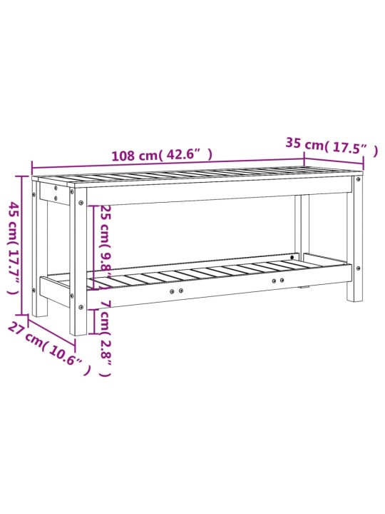 Zahradní lavice bílá 108 x 35 x 45 cm masivní borové dřevo