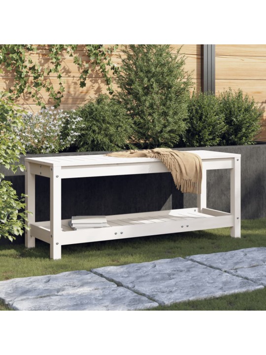 Zahradní lavice bílá 108 x 35 x 45 cm masivní borové dřevo