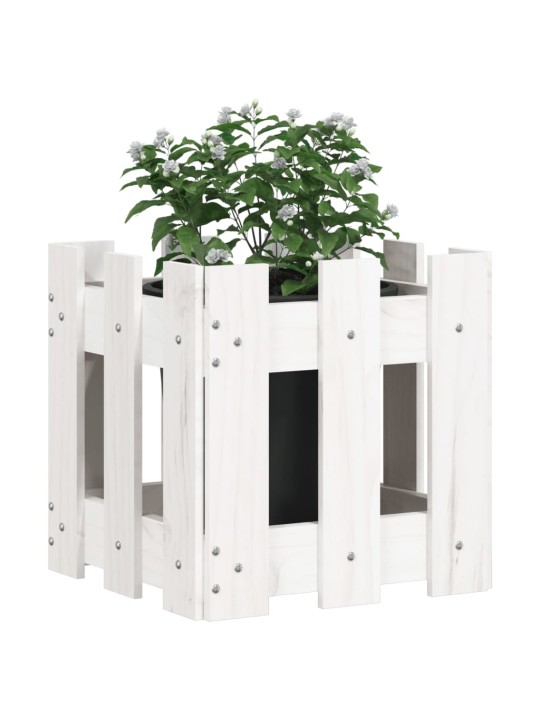 Zahradní truhlík plotový design bílý 30x30x30 cm masiv borovice