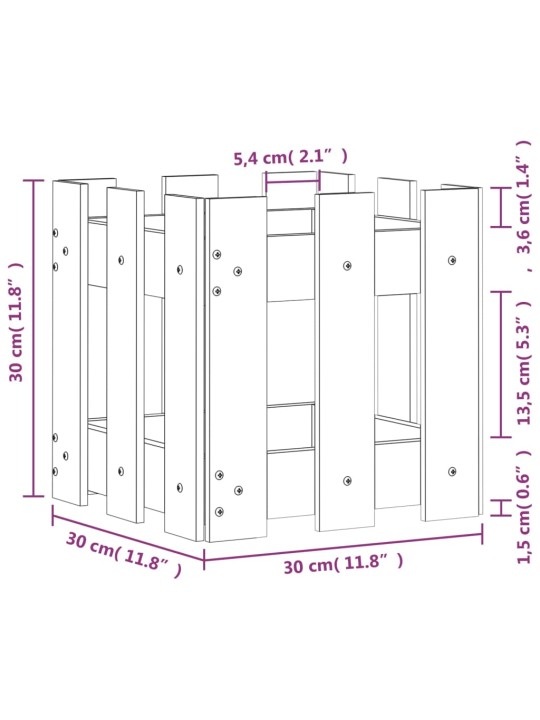 Zahradní truhlík plotový design 30x30x30 cm impregnované dřevo