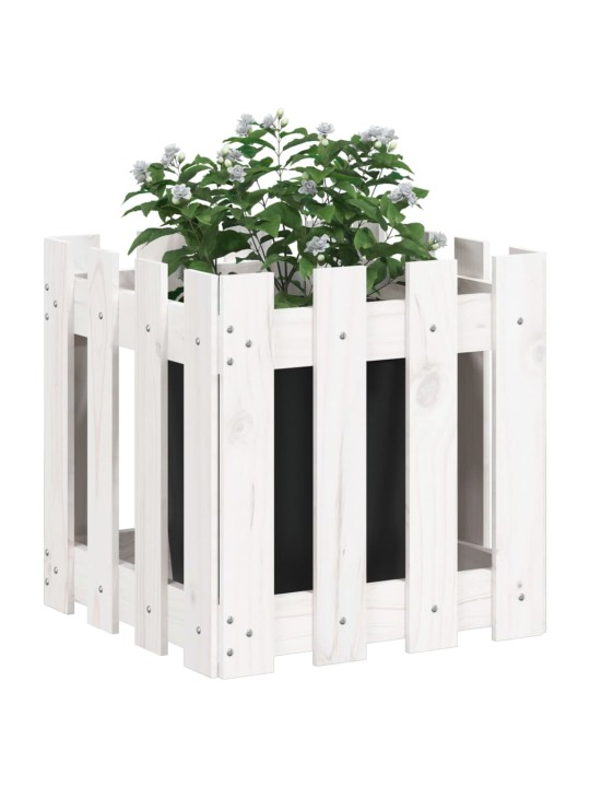Zahradní truhlík plotový design bílý 40x40x40 cm masiv borovice