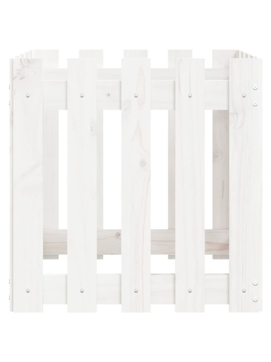 Zahradní truhlík plotový design bílý 50x50x50 cm masiv borovice