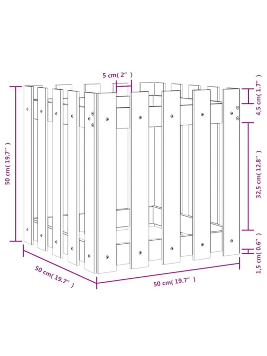 Zahradní truhlík plotový design 50x50x50 cm impregnované dřevo