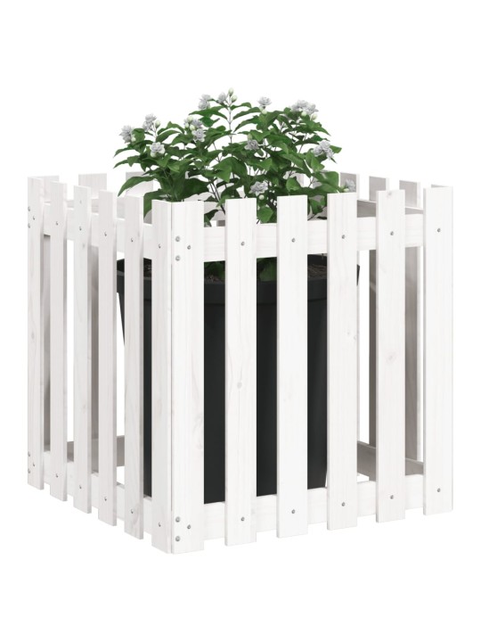 Zahradní truhlík plotový design bílý 60x60x60 cm masiv borovice