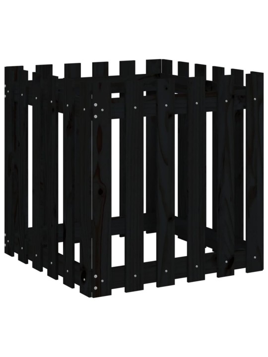 Zahradní truhlík plotový design černý 60x60x60cm masiv borovice