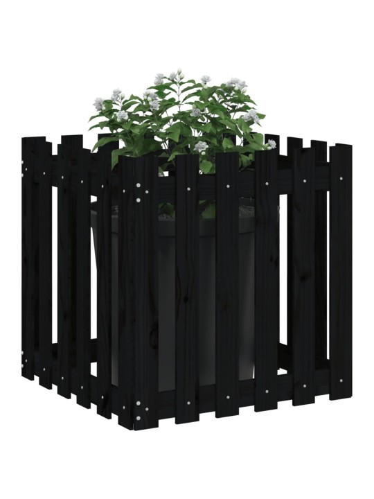 Zahradní truhlík plotový design černý 60x60x60cm masiv borovice