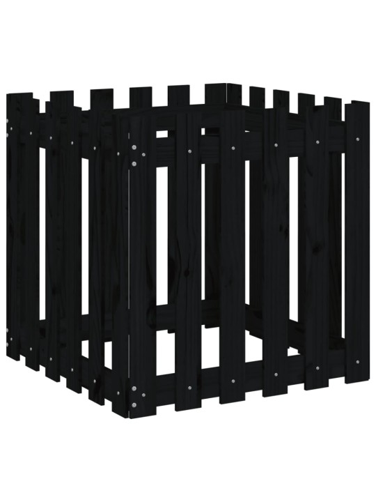 Zahradní truhlík plotový design černý 60x60x60cm masiv borovice