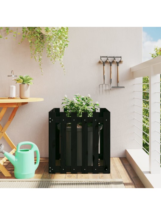 Zahradní truhlík plotový design černý 60x60x60cm masiv borovice
