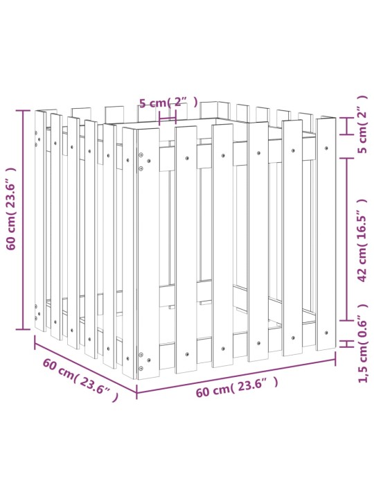 Zahradní truhlík plotový design 30x30x30 cm impregnované dřevo