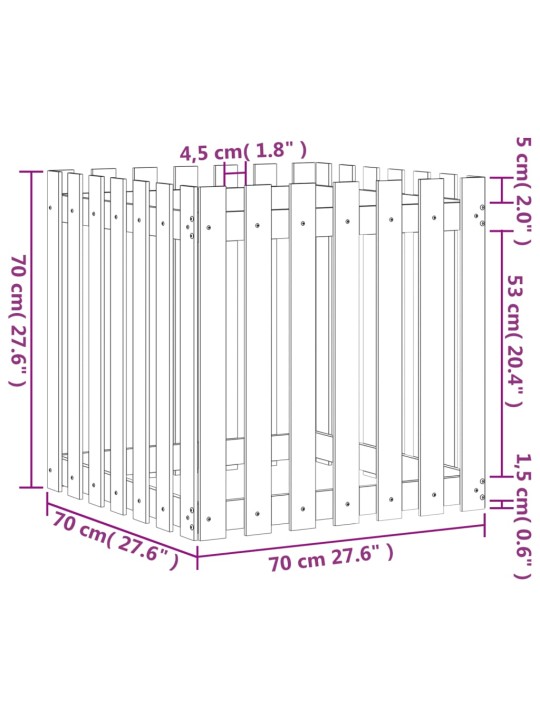 Zahradní truhlík plotový design 70x70x70 cm masivní borovice